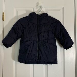 ZARA Navy Puffer JacketBots Size 4-5 Years Nylon Polyester 2 front pockets hood